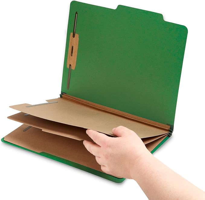 Blue Summit Supplies Green Classification Folders, 3 Dividers, Letter Size with 2 Inch Expansions, Use for Organizing Medical Records & Client Files, 10 Pack