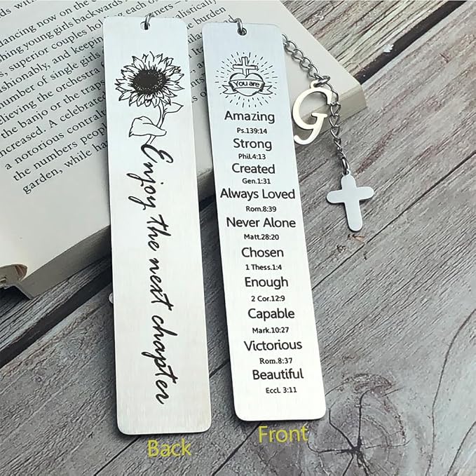 Bible Bookmark for Women Book Lovers Sister Christian Book Marker Gifts for Reader Teens Girls Baptism Birthday Christmas Gift for Coworker Students Bookish Easter Gifts (Silver-G)