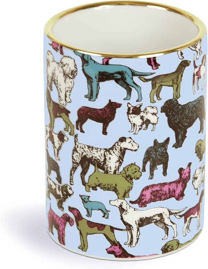 Galison Liberty Best in Show Porcelain Pen Pot from Galison - Porcelain Pen Holder, 3 x 3.75 x 3", Features Famous Best in Show Print from Liberty, Gold Gilded Edge, Perfect for Home or Office