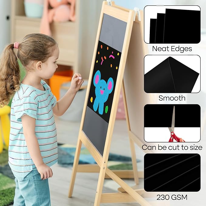50 Pcs Black Poster Board 11.7 x 16.5 Poster Paper, ROOKEA Vision Boards Posterboard Bulk for School Projects Classroom Arts Craft Presentations Drawing Scrapbooking Blank Graphic Display