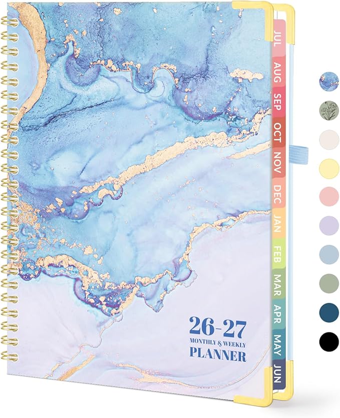 Forvencer Academic Planner 2026-2027, July 2026-June 2027 Weekly & Monthly Hardcover Calendar Planner, 6" X 8", Daily Agenda Book, School Office Notebook College Teacher Organizer A5, Marble Style