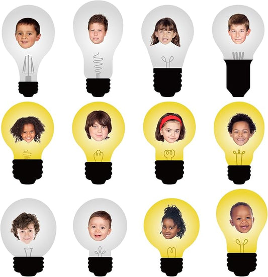 60PCS VBS 2026 Light Bulb Theme Cutouts Religious Light Bulb Bulletin Board Decorations VBS Lightbulb Paper Cut-Outs Classroom Decor for DIY Craft Photo Kindergarten Preschool Wall Door Supplies
