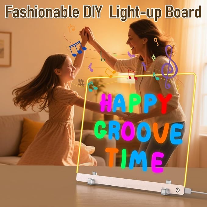 Gifts for Women Men Girls-Personalized DIY Night Light Message Board with Erasable Pen,Room/Home/Office Décor,Best Gift for Mother's Day/Father'sday/Birthday/Wedding/Anniversary (White-Clear)