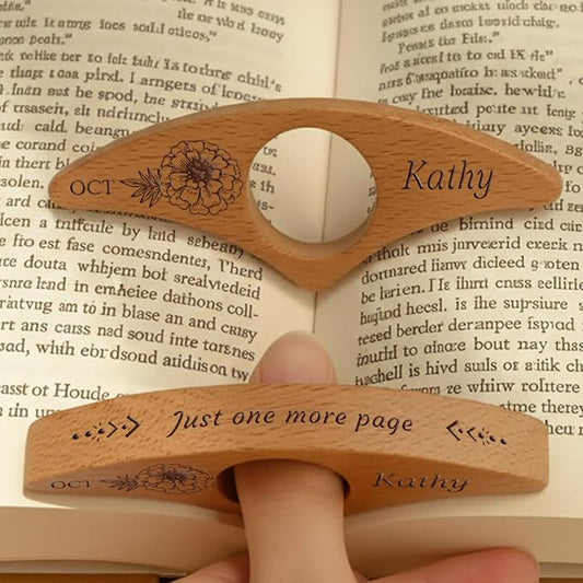 Custom Book Page Holder, Thumb Book Page Holder, Personalized Wooden Page Holder for Reading, Gifts for Book Lovers Teachers Appreciation Gifts on Birthday (Brithday Flower Style)
