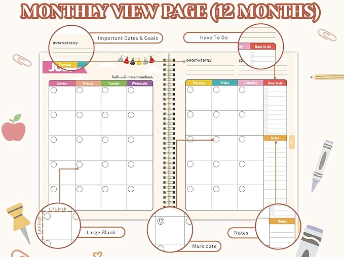 Undated Teacher Planner 2026-2027 - Teacher Lesson Planner, 9''x11'', Newly Page without Time Limited, 2026-2027 Teachers Lesson Plan Book, Teacher Planners with Stickers and Inner Pocket