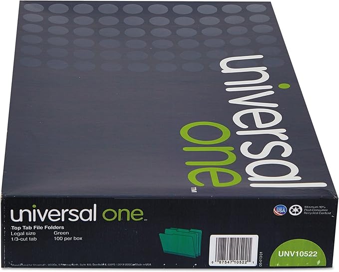 Universal One Bright Top Tab Classification Folder, Bright Green/Light Green (10522)