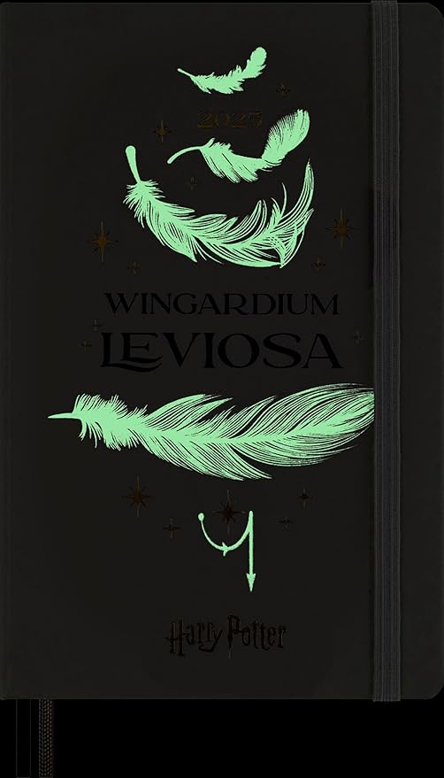 Moleskine Wizarding World Harry Potter Limited Edition Spells Collection, 12 Month 2025 Weekly Planner, Wingardium Leviosa spell cover, Hard Cover, Large (5" x 8.25"), Pearl Grey, 144 pages