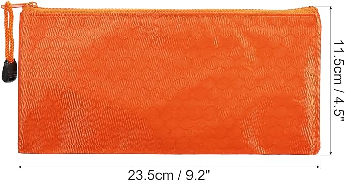 PATIKIL Waterproof Zipper File Bags, 10 Pack A6 Size Document Pocket Storage Organizer Pouch for Travel Office Supply, Orange