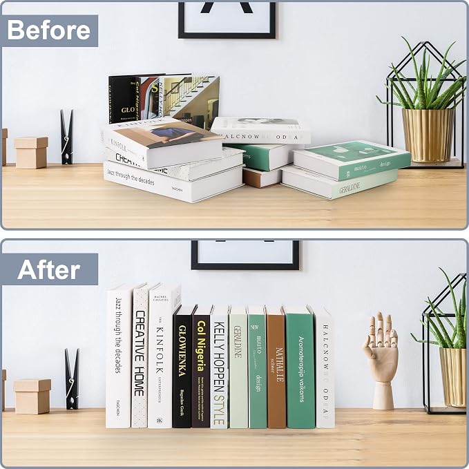 Acrylic Bookends 2 Pieces, VFINE Book Ends for Shelves, Clear Bookends for Shelves Decor Book Ends for Desktop Organizer, Book Stopper for Home Office School Supplies, 7 * 4.8 * 4.75 inch