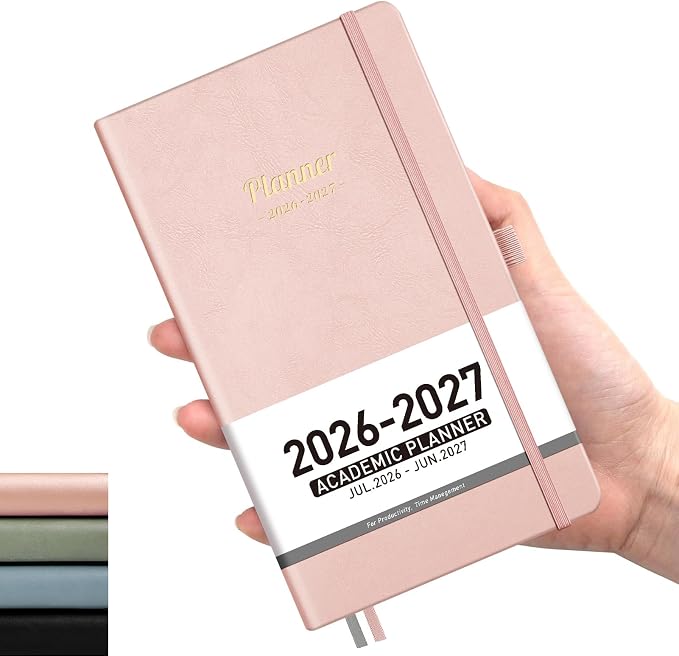 AHGXG Pocket Calendar 2026-2027, July 2026 - June 2027, Academic Planner, Weekly and Monthly, Small Size for Purse, Hardcover, 12-Month Tabs, for Women, School, 3.9"X 6.7" (Rose Gold)