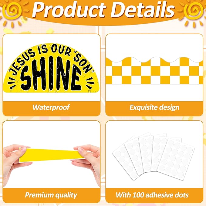 Summer Religious Christian Bulletin Board Decoration Set Summer Shine Classroom Bulletin Board Sun Religious Positive Paper Cutouts for Sunday School Church Wall School Teachers Home Supplies