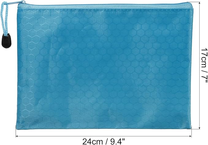 PATIKIL Waterproof Zipper File Bags, 5 Pack A5 Size Document Pocket Storage Organizer Pouch for Travel Office Supply, Sky Blue