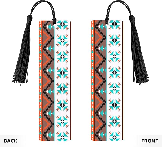 West Aztec 5pcs Wood Bookmarks with Tassel for Planner Reading Book Lovers Accessory Readers Men Women 4.6 X 1.2 Inch