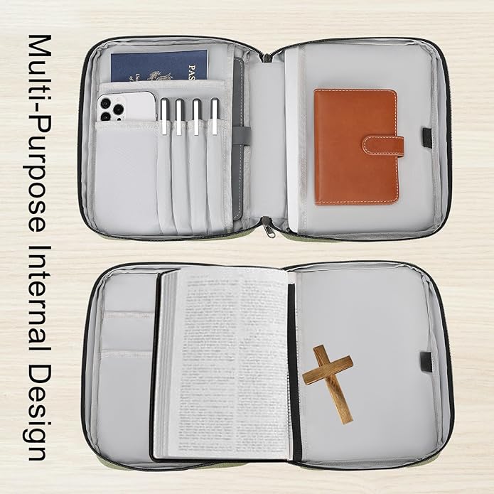 Bible Cover Case for Women Large Bible Cover for Girls Bible Study Supplies Accessories with Handle and Shoulder Strap | Durable