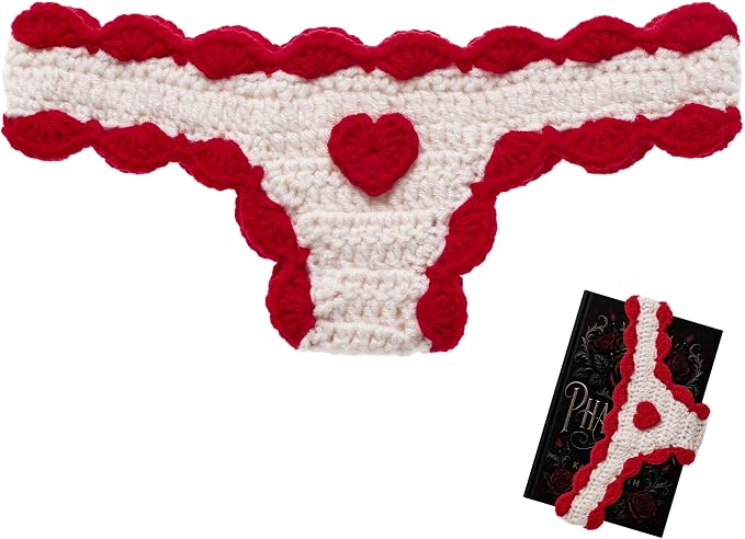 Crochet Bikini Bookmarks for Women, Underwear Shaped Bookmark | Handmade, Page Holder, Bookish Gift for Book Lovers, Soft Stretchy Acrylic Yarn, Red