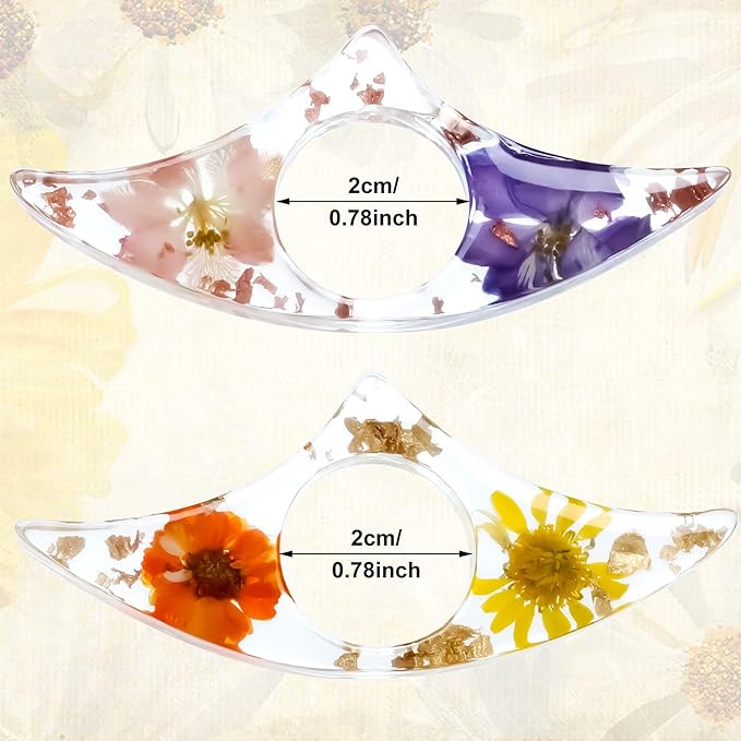 2 Pcs Dried Flower Resin Book Page Holder Transparent Thumb Ring Pages Holders Handmade Personalized Bookmark Reading Accessories for Teachers Book Lovers Literary Birhday Gift