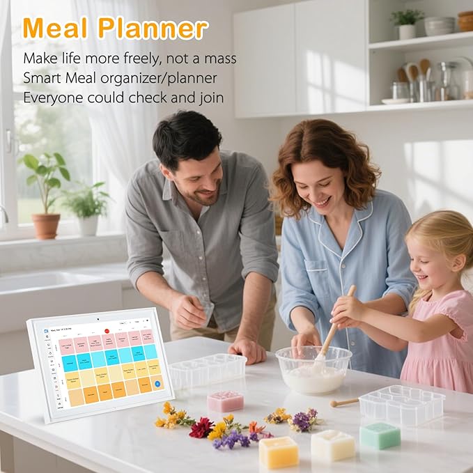 Digital Electric Calendar, 10.1" HD Wall Touch Screen calendars, Meal Planner, Family Duty Charts, to Do List, HD Smart home digital organizer, Interactive Electronic Calender, Built-in Digital Picture Frame Function