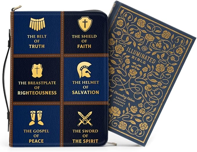 Jesuspirit Bible Covers for Men - Armor of God Bible Cover - Christian Bible Cover with Faith Scripture - Religious Appreciation Gifts for Pastor, Father's Day Gifts (D - Armor of God Male, Medium)