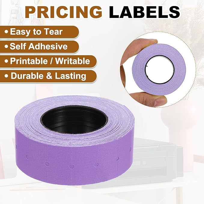 PATIKIL Pricing Labels, 10 Rolls 8000 Price Price Gun Labels Self-Adhesive Rectangular Puzzle Shape Marker Tag Stickers for Date Gun, Purple