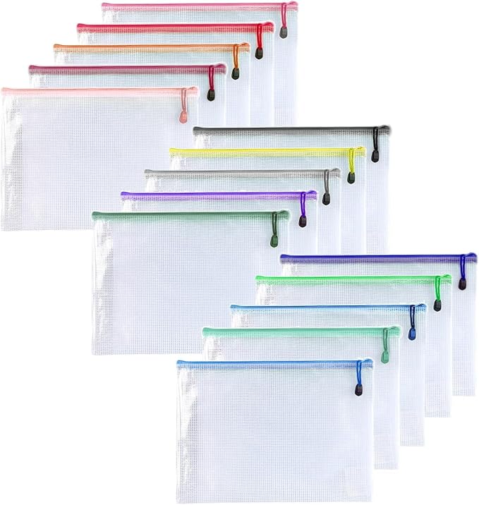 Niziting-15 Pcs 5"x 7" Mesh Zipper Pouch Bags, Zipper Bags for Organizing Storage,File Bag for School,Puzzle, Board Games and Organizing,Office Supplies,Home Storage (Multicolor)