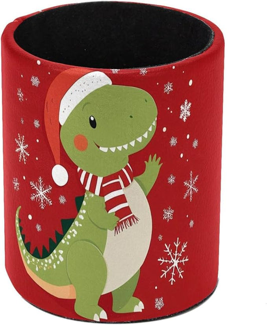 Christmas Dragon Pen Holder Pencil Organizer Cute Pencil Cup Desk Decor Makeup Brush Holder PU Multifunctional Office Supplies for Home Classroom School