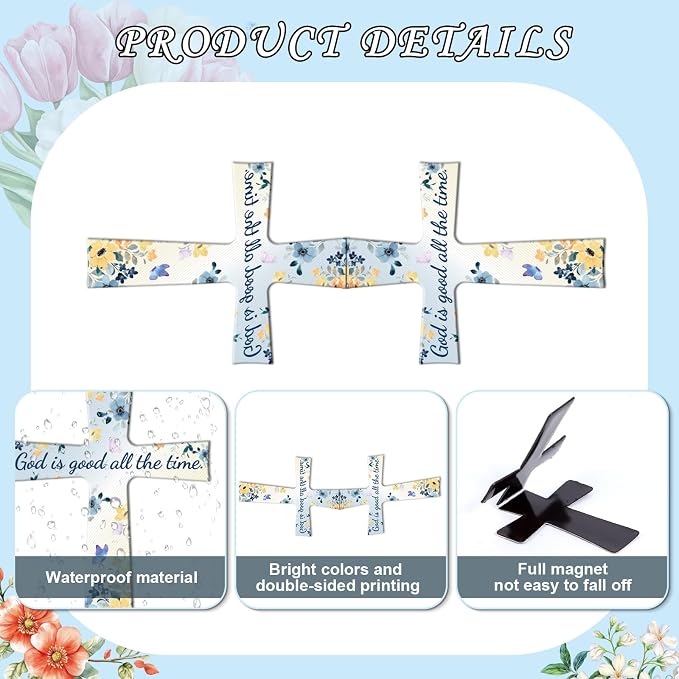 Wxiben Cross Magnetic Bookmarks Gifts - 32 Pcs Christian Floral Magnet Book Page Markers Bible Verse Religious Bookmark Clips for Women Men Book Lovers Reader Office Supplies