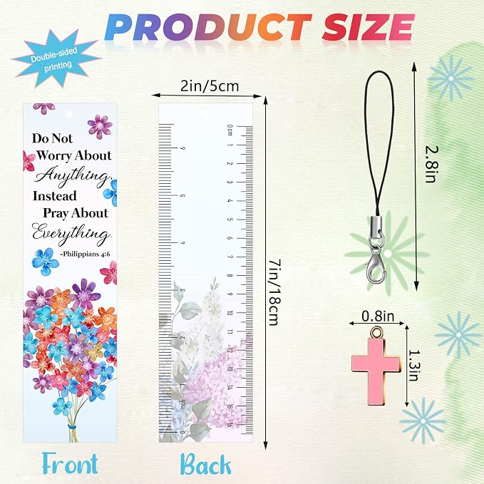 Gersoniel 30 Pcs Christian Bookmarks for Women Bible Verse Inspirational Scripture Bookmark Bulk Religious Page Marker with Cross Pendant for First Communion Mother Day Church Gift(Pastel Style)
