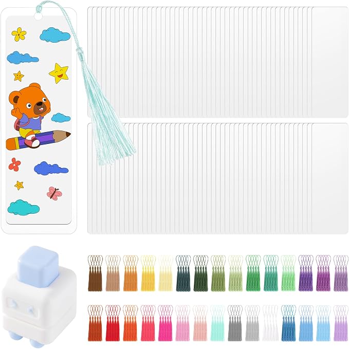 451Pcs DIY Bookmark Making Kit, 12 Mil Bookmark Laminating Pouches with Watercolor Bookmarks to Paint, DIY Projects Party Favor Gift for Women Book Lovers(Without Laminating Machines)