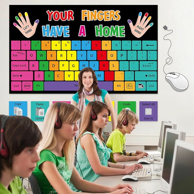 Computer Keyboard Bulletin Board Set Keyboard Shortcuts Bulletin Board Computer Lab Classroom Decorations Your Fingers Have A Home Paper Cutouts for Back to School Classroom Chalkboard Wall Door Decor