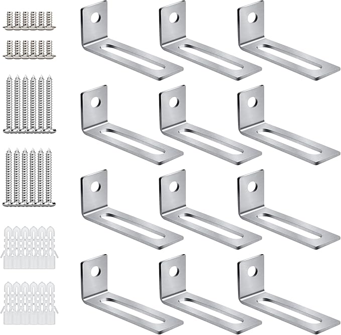 30 Set White Board Mounting Hardware,Whiteboard Hanging Brackets, White Board Installation Kit Includes Hanger Supports, Screws and Expansion Tube for Hanging Whiteboard Office Supplies (38*16*12mm)