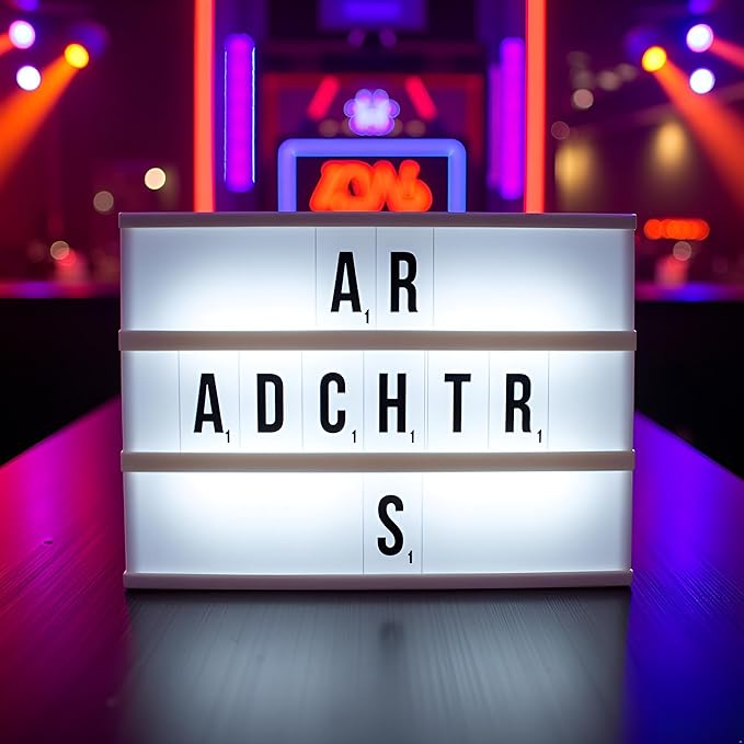 A Set 208Pcs Black Cinematic Lightbox Replacement Letters & Numbers Signs for A4 Light Up Letter Box Sign Message Board, Presentation Boards 65.4x35mm, for Home or Events(Light Box is NOT Included)
