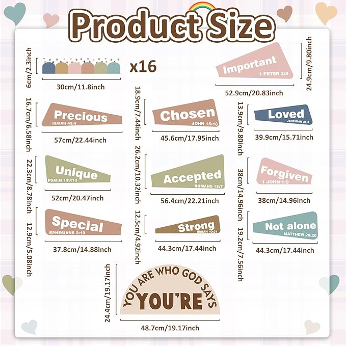 Christian Bulletin Board Decorations Inspirational Bulletin Board Set Motivational Paper Cutouts Boho God Says You are Religious for Classroom Sunday School VBS Home Church Supplies