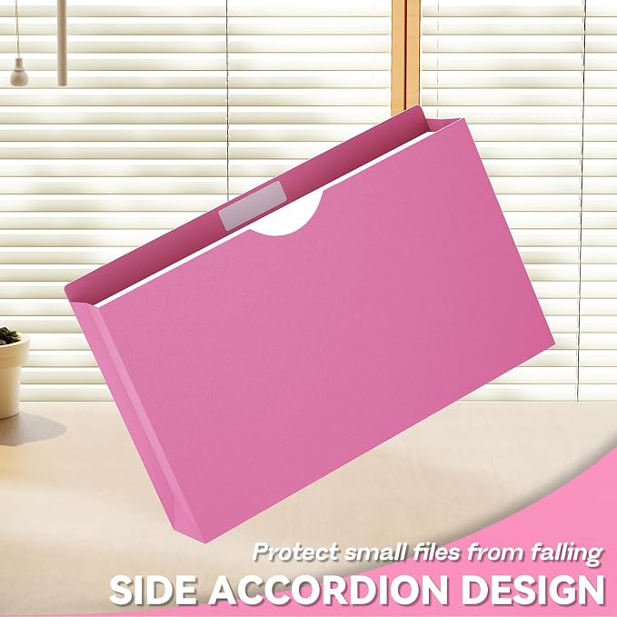 Plastic 2 Inch File Jackets Legal Size,12 Pack Reinforced Job Manilla Pocket Folders,Colored Expanding Accordion File Folders,Heavy Duty Expandable Pocket Files with Straight Cut Tabs