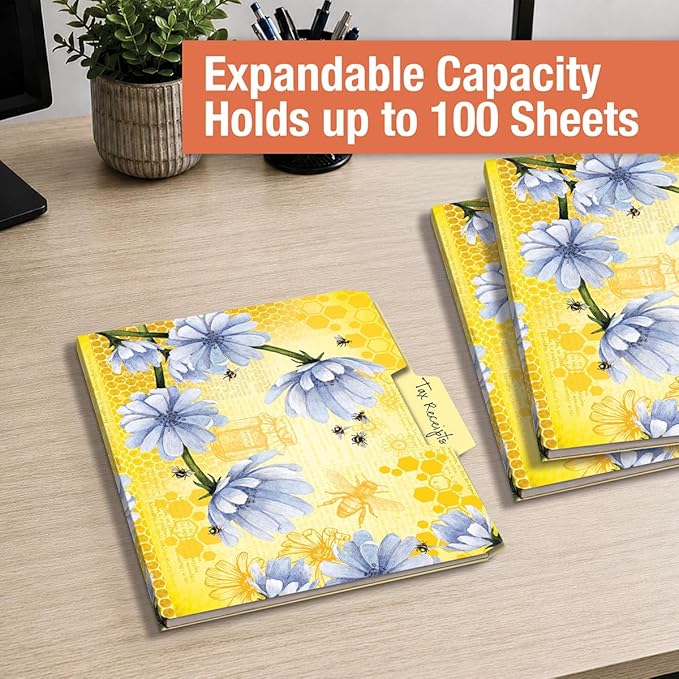 Current Bee Friends File Folders Value Pack - Bulk Set of 24, 6 Pretty Decorative Designs, 1/3 Cut Tabs, Heavy-Duty Paper Stock, Office Supplies for Home & Work, 9-½” x 11-¾” Letter Size