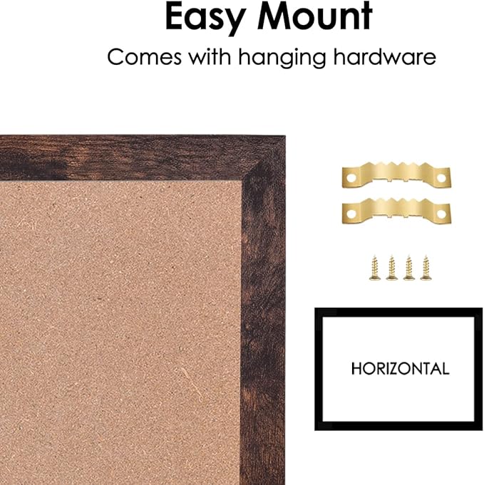 Dry Erase Calendar Whiteboard for Wall, Small Combination Magnetic Dry Erase White Board & Bulletin Board, 13" x 17" Walnut Brown Frame Calendar/Cork Combo Board(WB-3343)