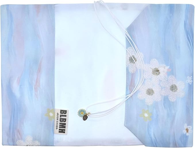 BLBMH 5x8 Book Cover | Handmade Non-Stretch Fabric Sleeve with Bookmark | for Paperback Bible Journal | Privacy Reading Gift for Women - Flower B