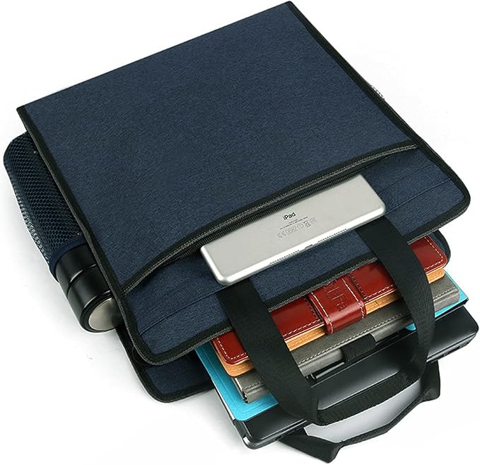 Portable Business Briefcase Zipper Bag Waterproof Durable A4 File Folder Bag Lightweight Carrying Case Handbag File Storage Organizer Holder for Office Meetings Travel