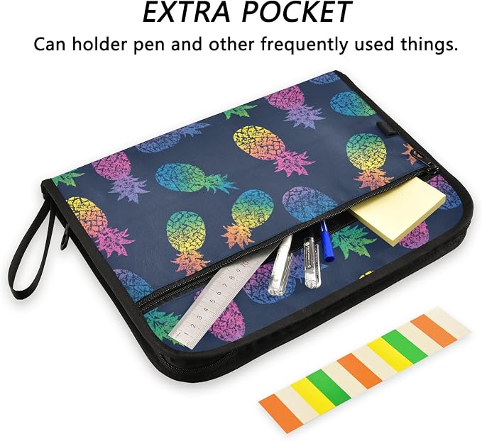 Iridescent Pineapple Accordion File Organizer Expanding Document Folder with 13 Pockets Portable File Folder for A4 Letter Size