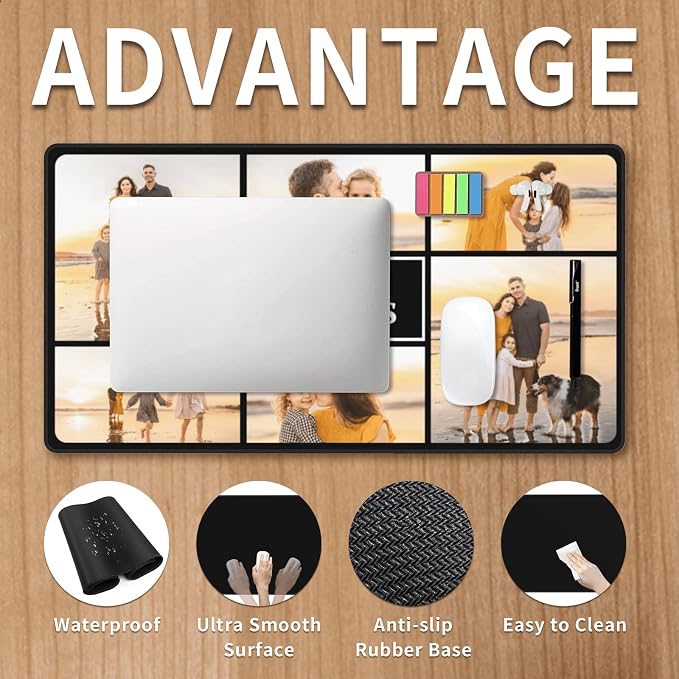 Custom Desk Mat, Customized Large Mouse Pad with 6 Photos, Desk Pad for Keyboard Mouse, 16 * 29.5in Gaming Pad, Love Always, Desk Accessories for Men, Computer Desk Mat, Birthday Gift for bf