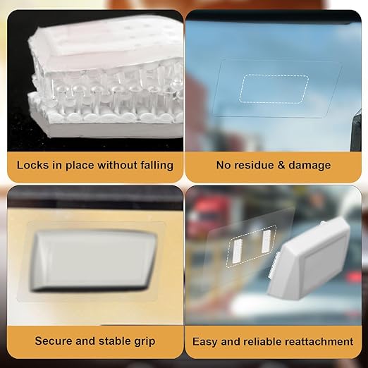 Gosknor EZ Pass/IPass/IZoom/SunPass Toll Tape, Including 16pcs Dual-Lock Adhesive Strips (8 Sets) & 4pcs Static Films Easy to Install & Swap Transponder Mounting Tag Peel and Stick Kit