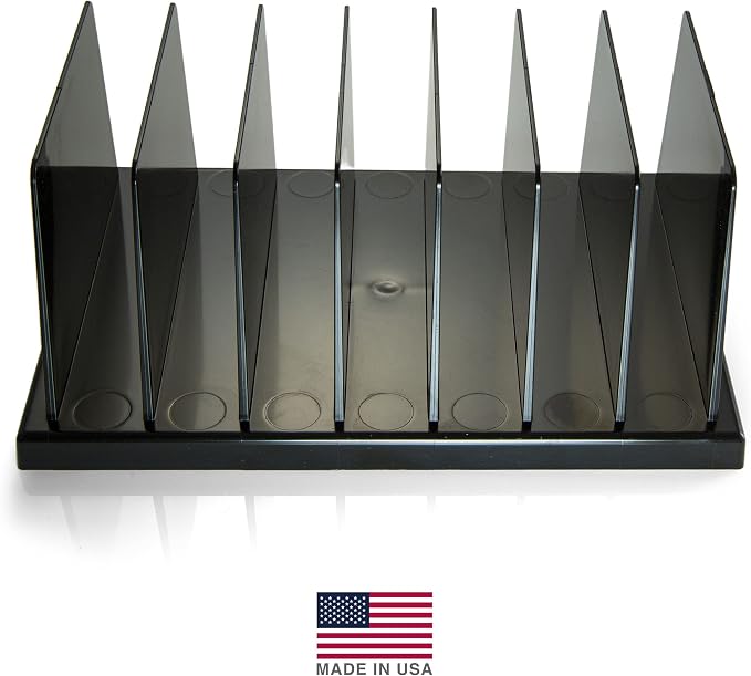 Officemate Medium Standard Sorter, 7 Compartments, Mail Organizer, Charging Station, Electronics Organizer for Multiple Devices, iPhone, iPad, Cell Phone, Kindle, Tablets, Black (21212) (Pack of 4)