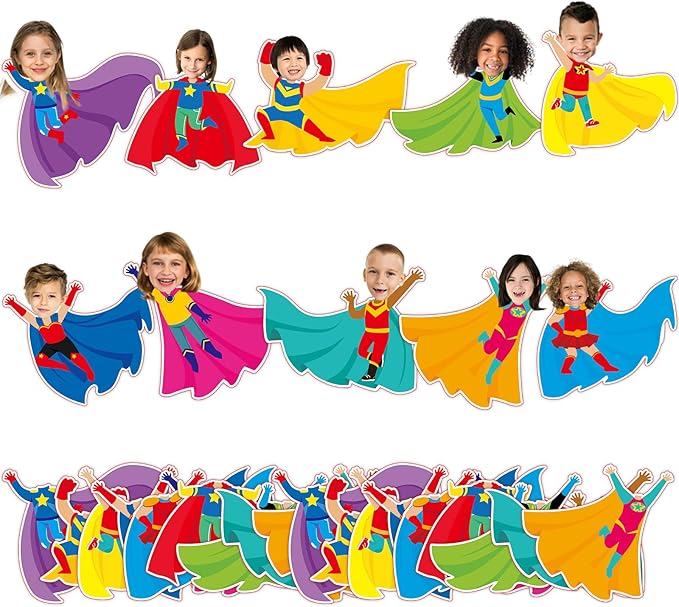 160Pcs Hero Theme Cutouts Back to School Bulletin Board Decorations Super Party Paper Cut-Outs Hero Themed Classroom Decor for Boy Girl DIY Craft Photo Wall Kindergarten Preschool Party Favor Supplies