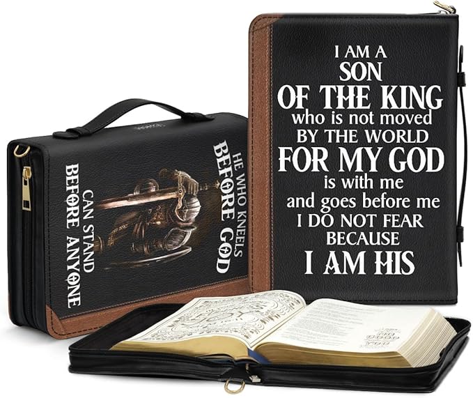 Jeuspirit Bible Covers - Leather Bible Organizer Case, Christmas Gifts For Women, Men, Christian Gifts For Women - Bible Holder Bag, Bible Carrying Case Large Size (Son Of The King)