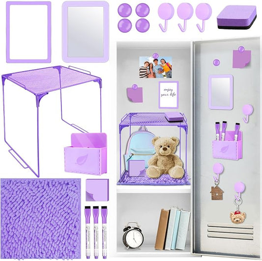 Denylo pro Purple Magnetic Locker Accessories Kit Purple Back to School Essentials Locker Organizer Supplies Include Back to School Essentials