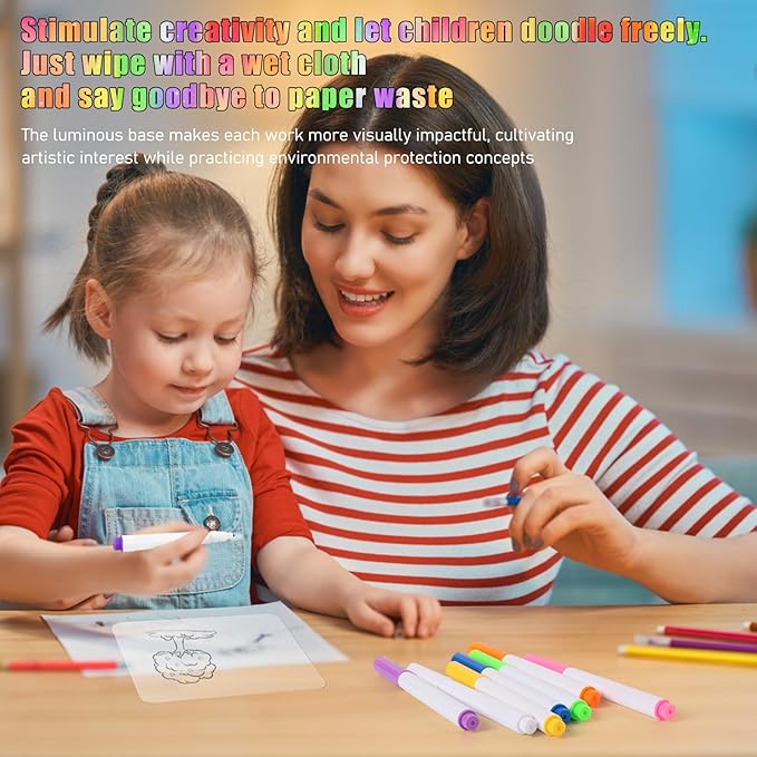 Led Note Board with Colors, Up Acrylic Message Board, Glowing Acrylic Dry Erase Board, Led Boards to Write On,Led Drawing Board (5.9 * 5.9in) for Use by People Aged 14 and Above