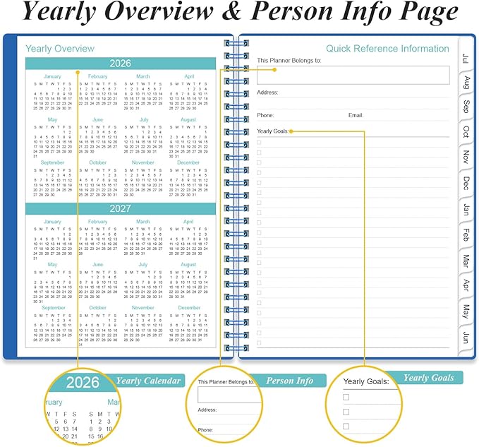 2026-2027 Appointment Book & Planner - 2026-2027 Daily Hourly Planner from July 2026 - June 2027, Weekly Appointment Book with 30-Minute Interval, Medium 6.4" x 8.5", Blue-D