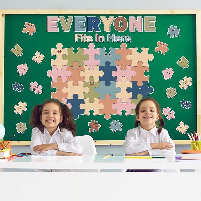 Boho Welcome Bulletin Board Classroom Decoration Puzzle Pieces Cutouts Bulletin Board Set for Wall Art Welcome Back to School Decor Educational Teacher Student Supplies Class Home Door Decoration