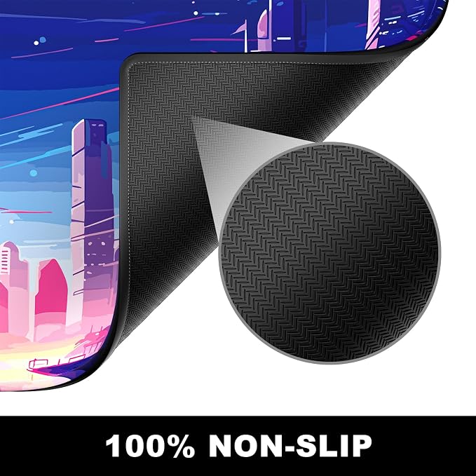BOSOBO Large Mouse Pad, Desk Pad, XXL XL Extended Gaming Mouse Pad, Desk Mat for Office & Home, Long and HugeKeyboard Mat,Desktop Full Cover 31.5 x 11.8 Inches, Anime Tokyo Cyberpunk