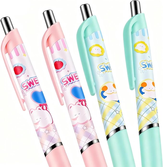 4Pcs Pink Cute Cat Mechanical Pencils 0.5mm Green Mechanical Pencil Kawaii Cartoon Cat Mechanical Pencil School Pencil Cat Gifts for Women Man