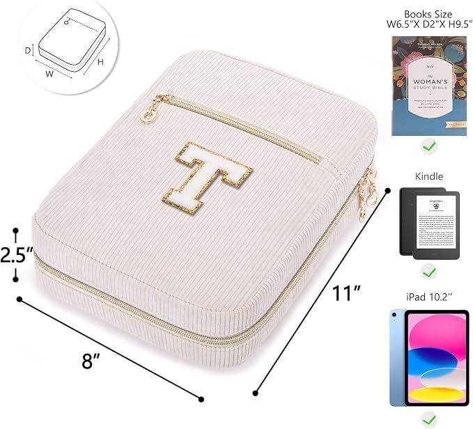 Bible Cover for Women, Initial Personalized Bible Gift - Bible Case for Men - Bible Holder - Bible Bag - Bible Carrier - Bible Carrying Case with Pockets for Bible Study Suppliers, Bible Accessories